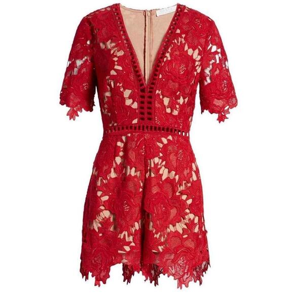 ASTR the Label NEW Short Sleeve V-Neck Lace Romper XS Romantic Spring Summer - Picture 2 of 6